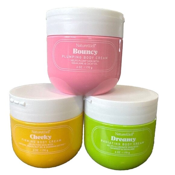 3 NatureWell‎ Body Cream Dreamy Bouncy Creamy 6 Oz Jars Brand New! - Picture 1 of 3